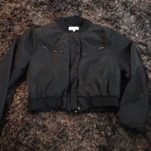 Black cropped bomber jacket